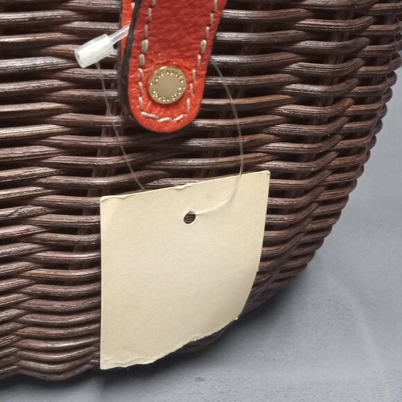 RARE! Vintage NEW WITH TAG! Dk Brown/Tomato KATE SPADE "HENLEY" Wicker Purse Bag - Picture 8 of 15